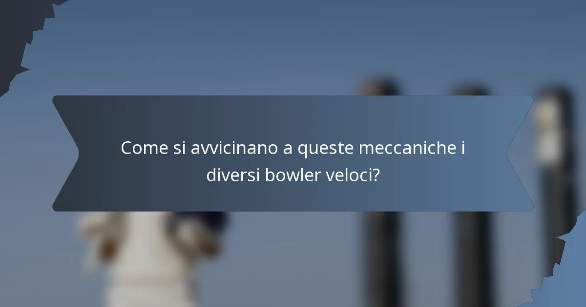 Come si avvicinano a queste meccaniche i diversi bowler veloci?