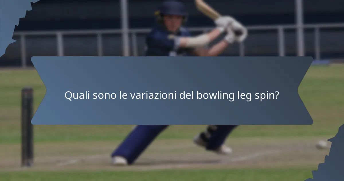Quali sono le variazioni del bowling leg spin?